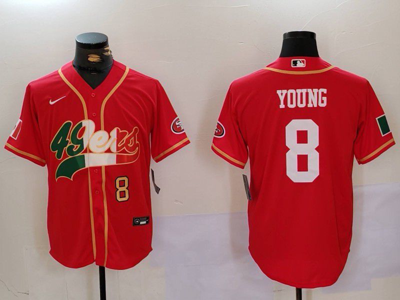Men San Francisco 49ers #8 Young Red Second generation Mexican Joint Name 2024 Nike Limited NFL Jersey style 2